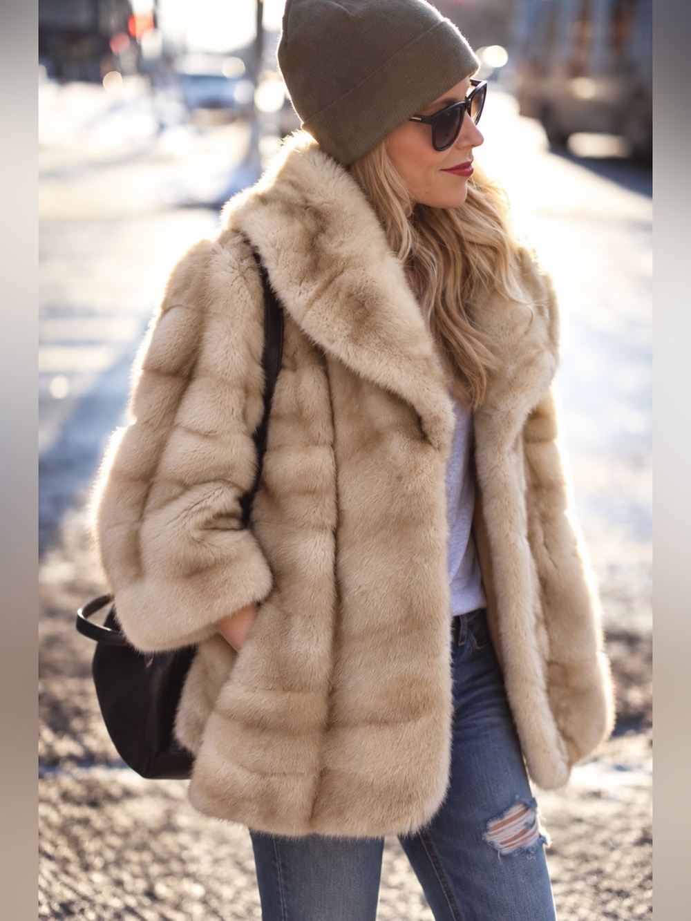 Vintage 60s 70s Blonde Mink Fur Coat Oversized Shawl Collar Old Money Mob Wife